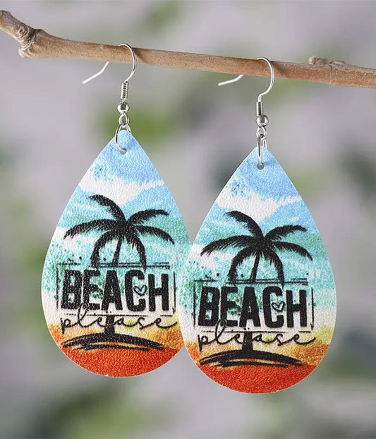 TROPICAL BEACH THEME TEARDROP EARRING - BEACH PLEASE