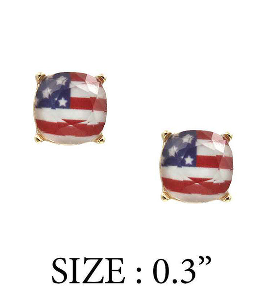 FACET STONE STUD EARRING - AMERICAN FLAG