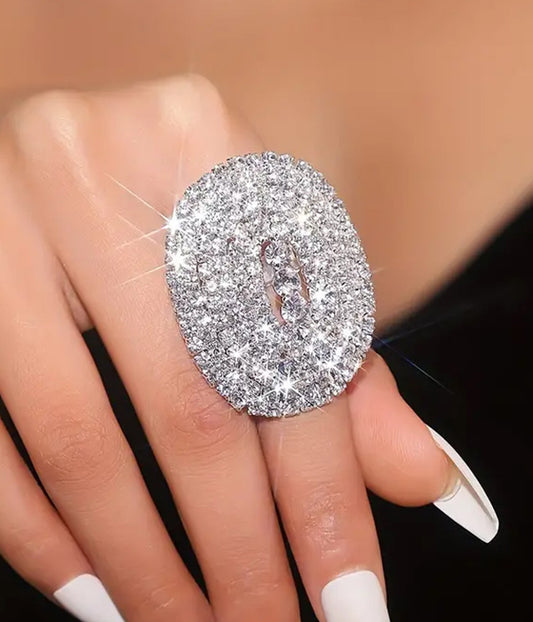 RHINESTONE LARGE OVAL RING