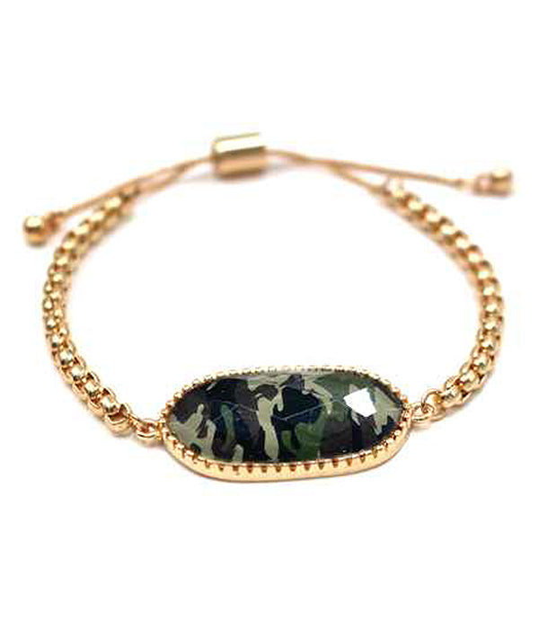 FACET STONE PULL TIE BRACELET - CAMOUFLAGE