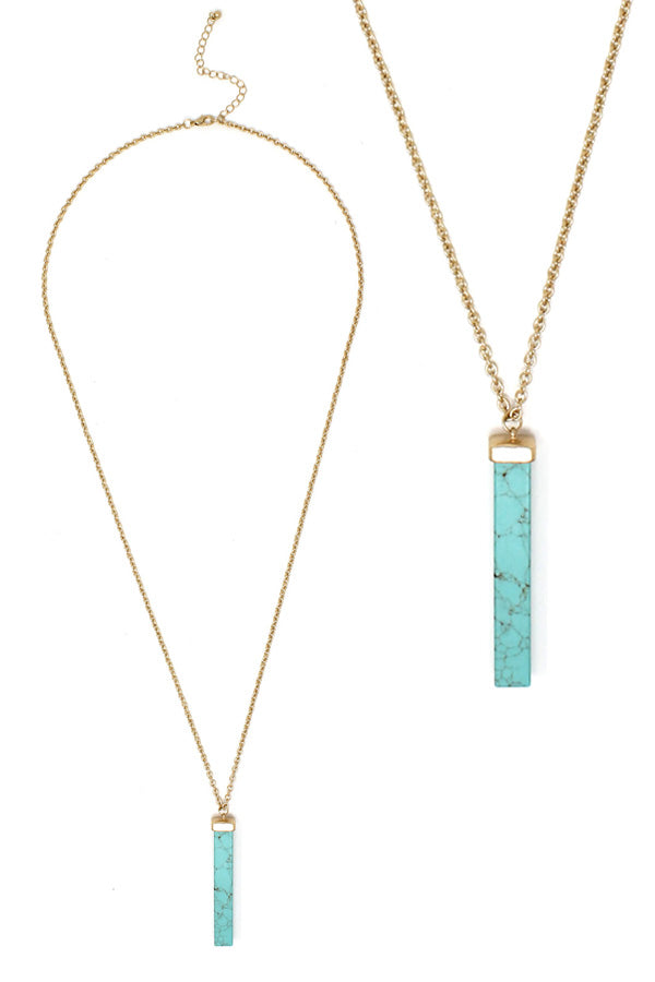 SEMI PRECIOUS STONE PENDANT LONG NECKLACE