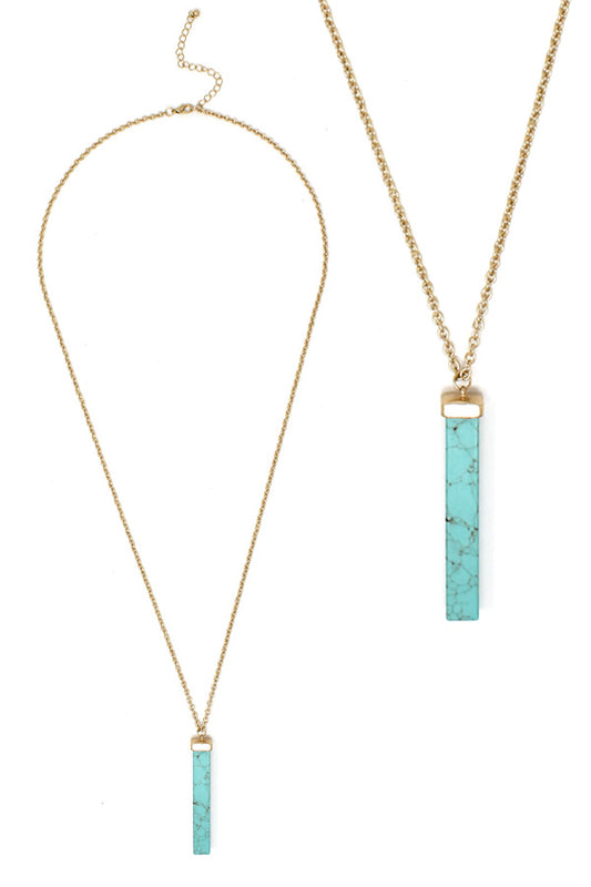 SEMI PRECIOUS STONE PENDANT LONG NECKLACE