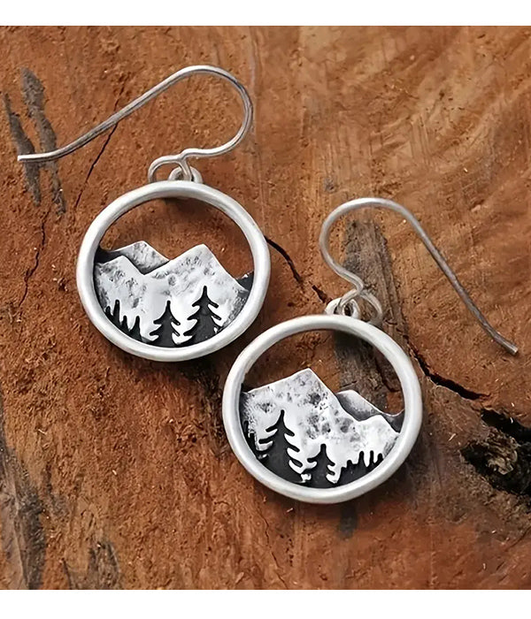 TREE AND MOUNTAIN LANDSCAPE EARRING