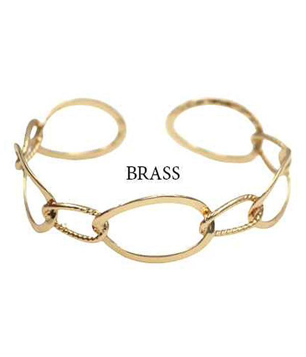 METAL RING LINK BANGLE BRACELET - BRASS