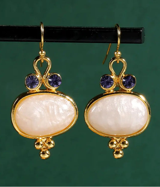 OVAL STONE DROP EARRING