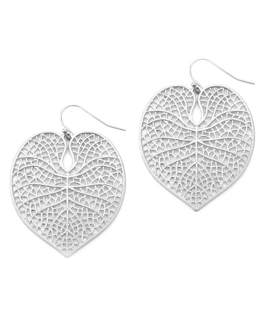METAL FILIGREE LEAF EARRING