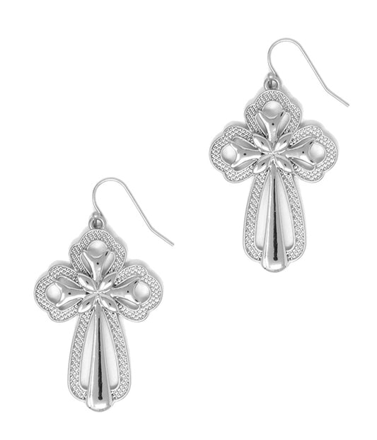 METAL CROSS EARRING