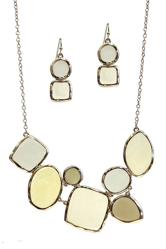 WINDOW EPOXY MULTI SHAPE STATEMENT NECKLACE SET