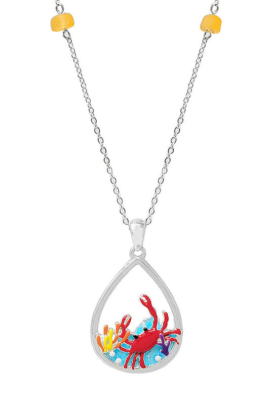 SEALIFE THEME EPOXY PENDANT NECKLACE - CRAB