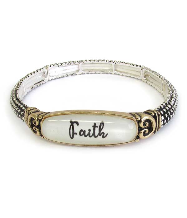 RELIGIOUS INSPIRATION AND DESIGNER TEXTURED STRETCH BRACELET - FAITH