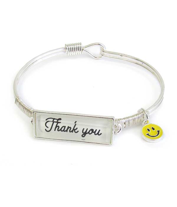 WIRE BANGLE BRACELET - THANK YOU