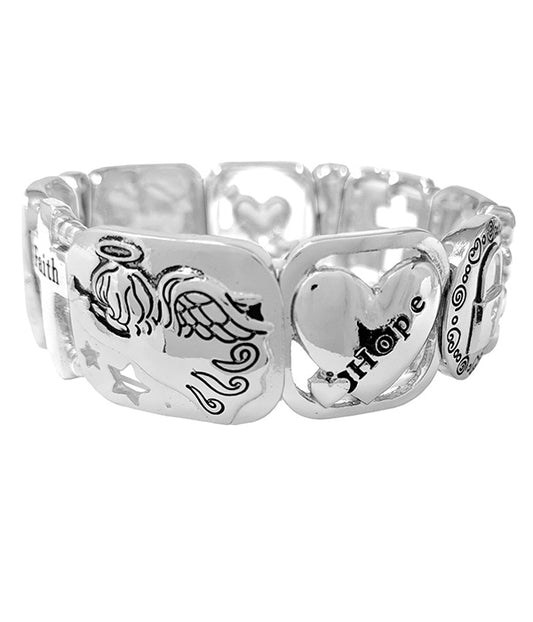 RELIGIOUS INSPIRATION STRETCH BRACELET - FAITH LOVE HOPE