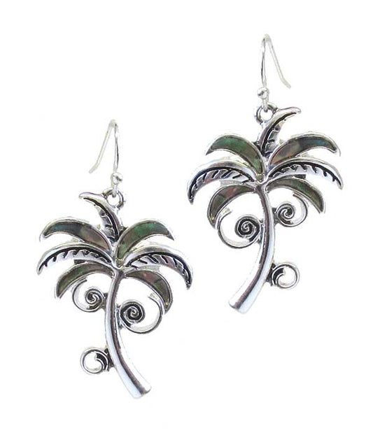 ABALONE PALM TREE EARRING