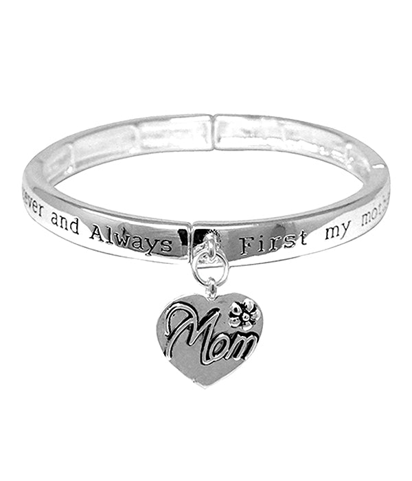 MOTHER THEME INSPIRATION HEART CHARM STRETCH BRACELET