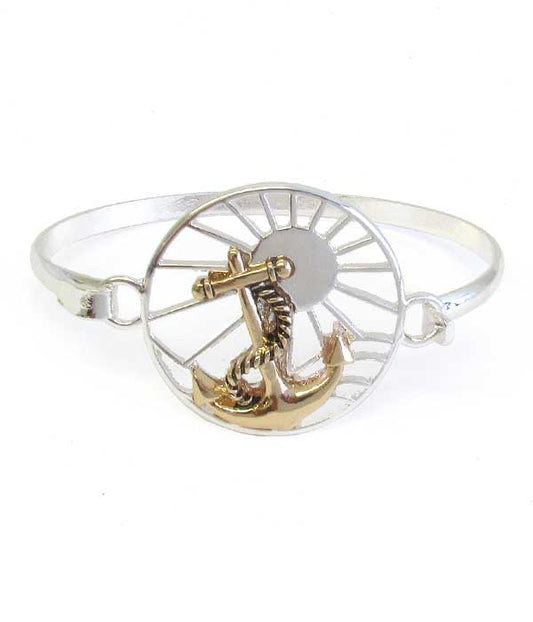 SEALIFE THEME SUNRISE PENDANT BANGLE BRACELET - ANCHOR