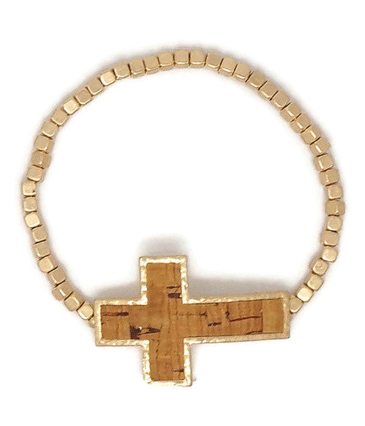 CORK CROSS STRETCH BRACELET