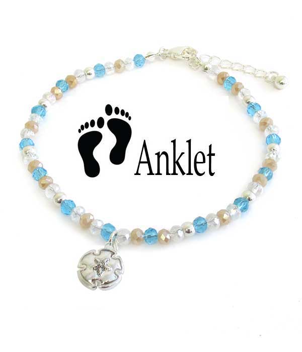 SEALIFE THEME MIXED BEADS ANKLET  - SAND DOLLAR