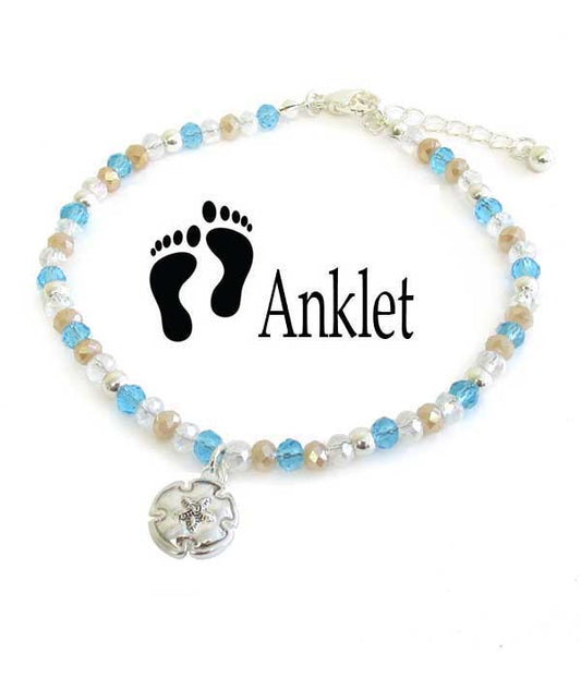 SEALIFE THEME MIXED BEADS ANKLET  - SAND DOLLAR