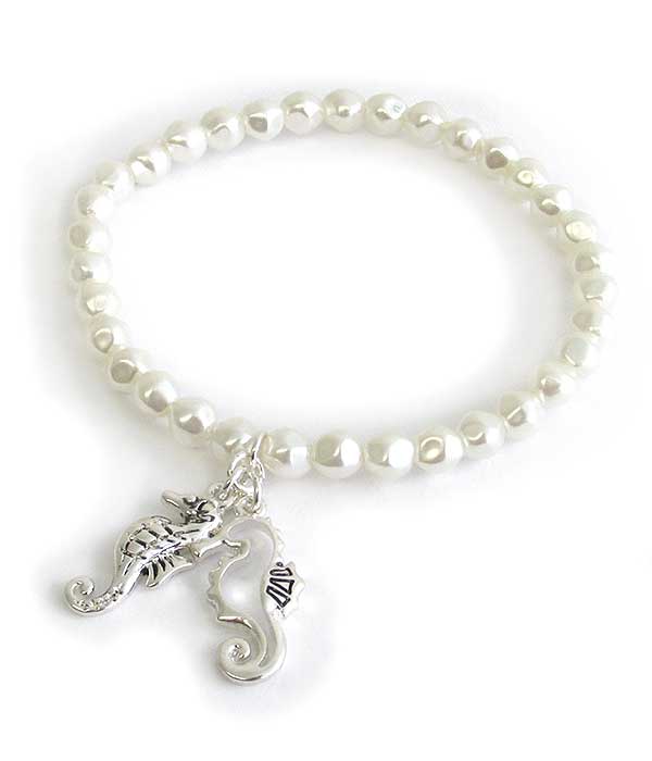 SEALIFE THEME CHARM STRETCH BRACELET - SEA HORSE