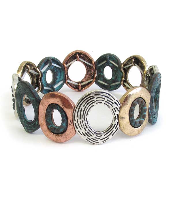 VINTAGE METAL MULTI OVAL STRETCH BRACELET