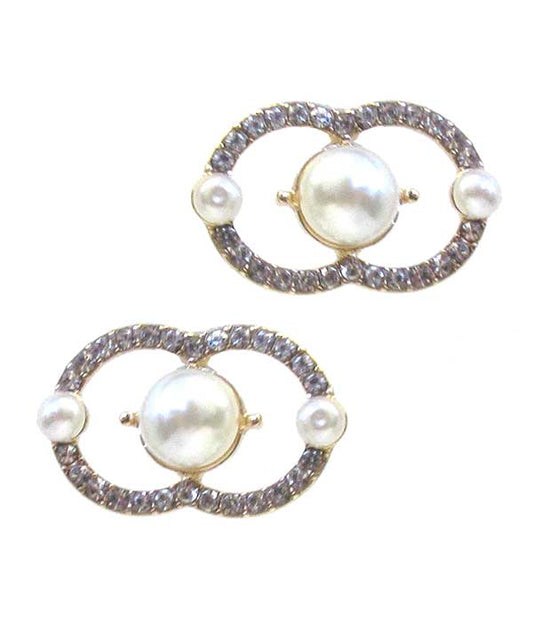 CRSYTAL AND PEARL MIX DOUBLE O EARRING