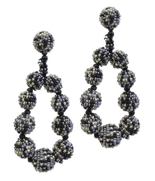 MULTI SEEDBEAD BALL LINK TEARDROP EARRING