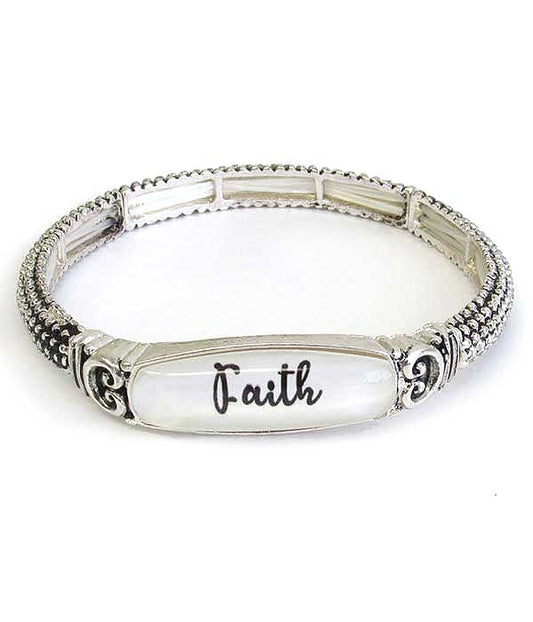 RELIGIOUS INSPIRATION AND DESIGNER TEXTURED STRETCH BRACELET - FAITH