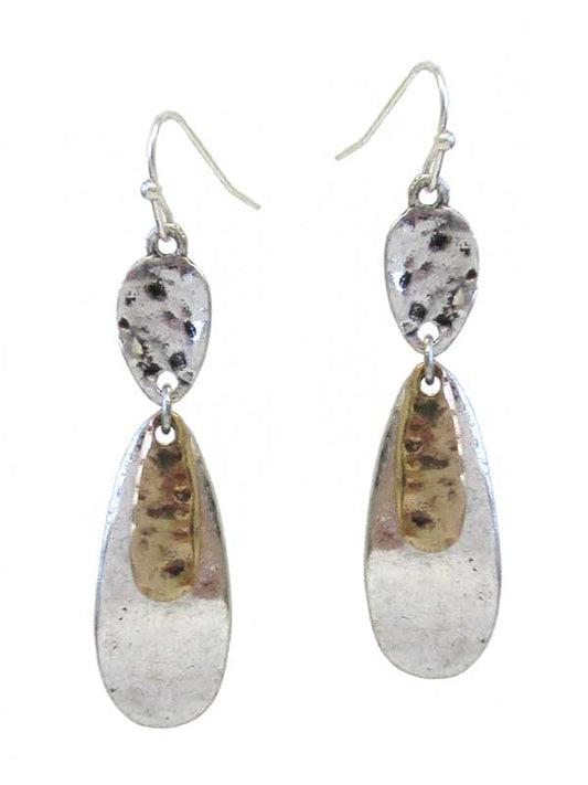 METAL RUSTIC TRIPLE METAL EARRING - BAR