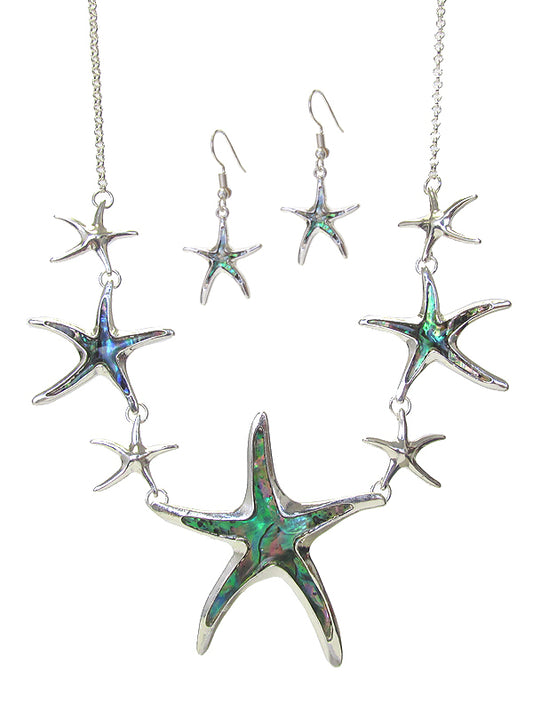 ABALONE MULTI STARFISH LINK NECKLACE SET