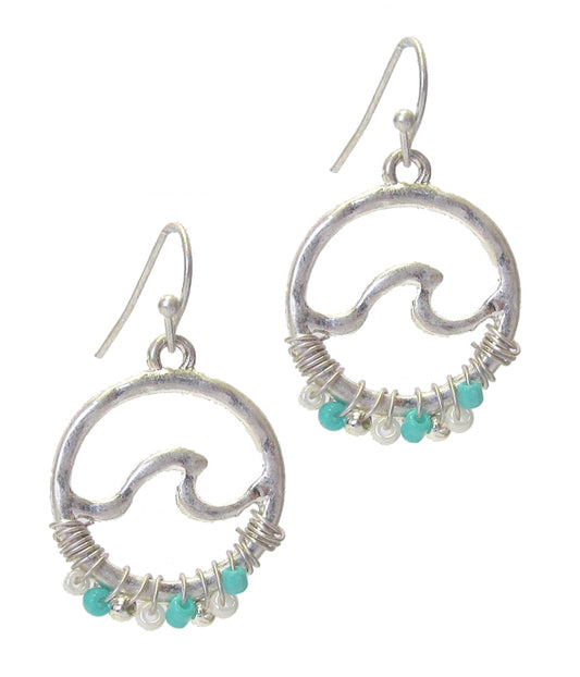 METAL WAVE AND SEEDBEAD EARRING