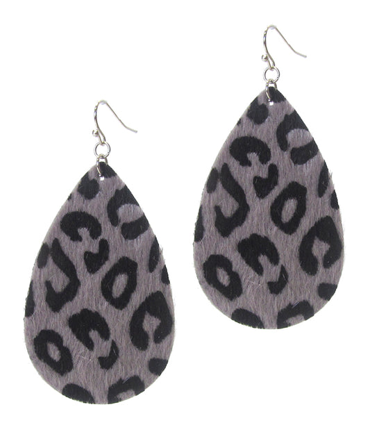 ANIMAL PRINT FABRIC TEARDROP EARRING