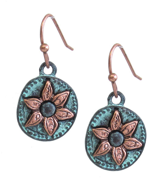 METAL DISC FLOWER EARRING