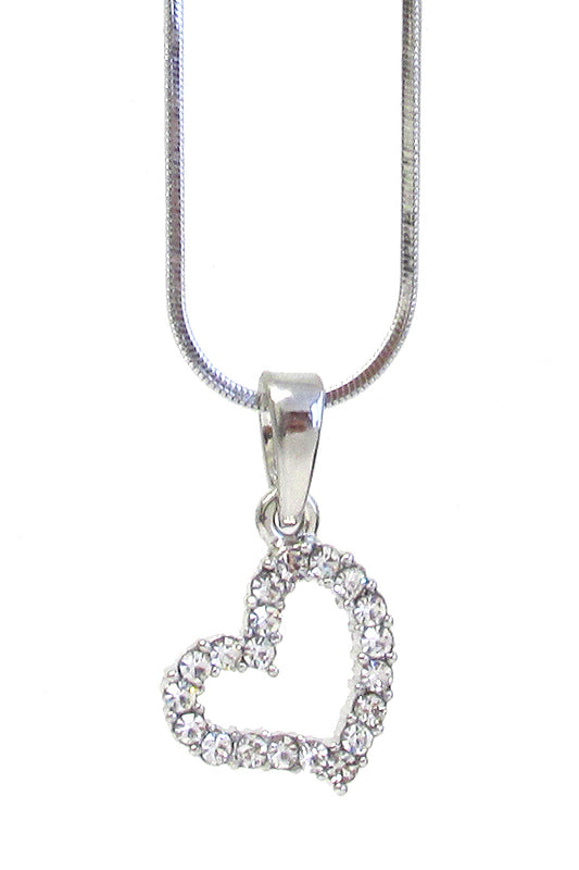 MADE IN KOREA WHITEGOLD PLATING CRYSTAL HEART PENDANT NECKLACE