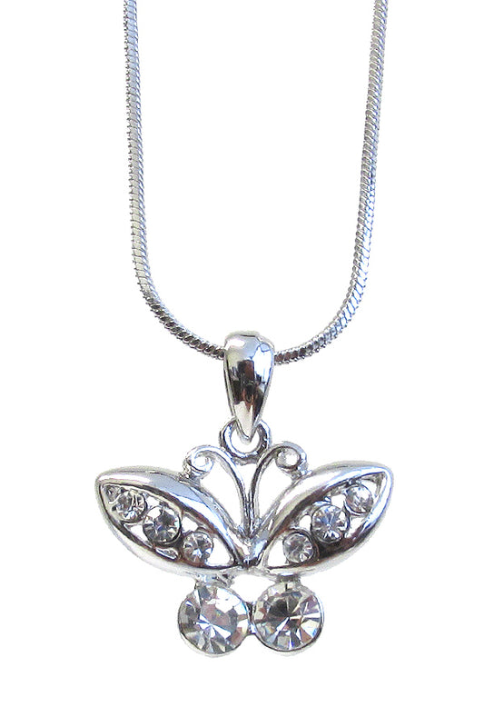 MADE IN KOREA WHITEGOLD PLATING BUTTERFLY PENDANT NECKLACE