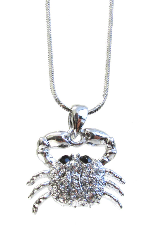 MADE IN KOREA WHITEGOLD PLATING CRAB PENDANT NECKLACE