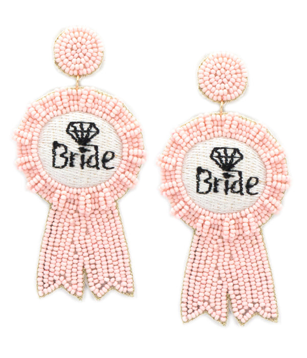 HANDMADE MULTI SEEDBEAD BRIDAL THEME EARRING - BRIDE