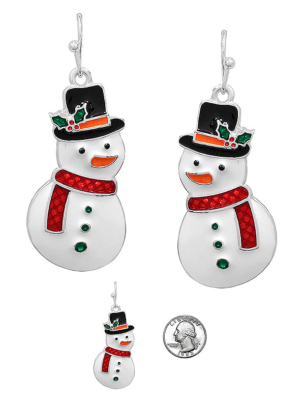 CHRISTMAS THEME EPOXY SNOWMAN EARRING