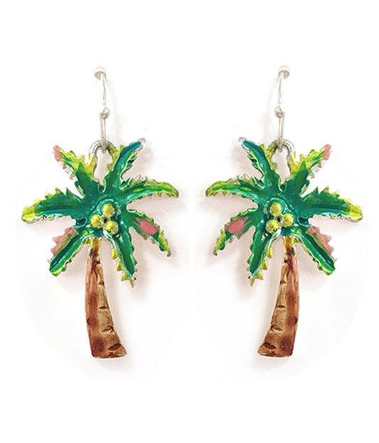 TROPICAL THEME EPOXY EARRING - PALM TREE