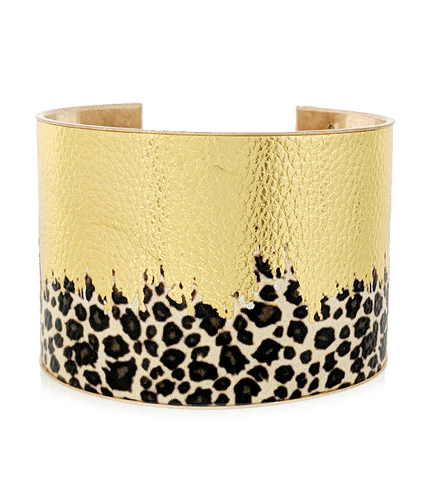 ANIMAL PRINT WIDE BANGLE BRACELET - LEOPARD