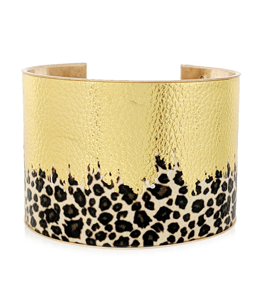 ANIMAL PRINT WIDE BANGLE BRACELET - LEOPARD