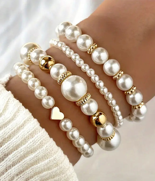 4 PIECE  PEARL STRETCH BRACELET