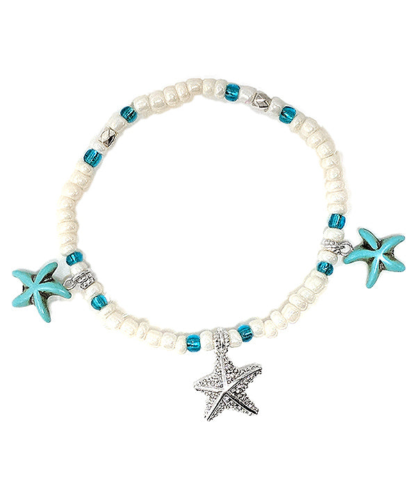 SEALIFE THEME STARFISH CHARM STRETCH BRACELET