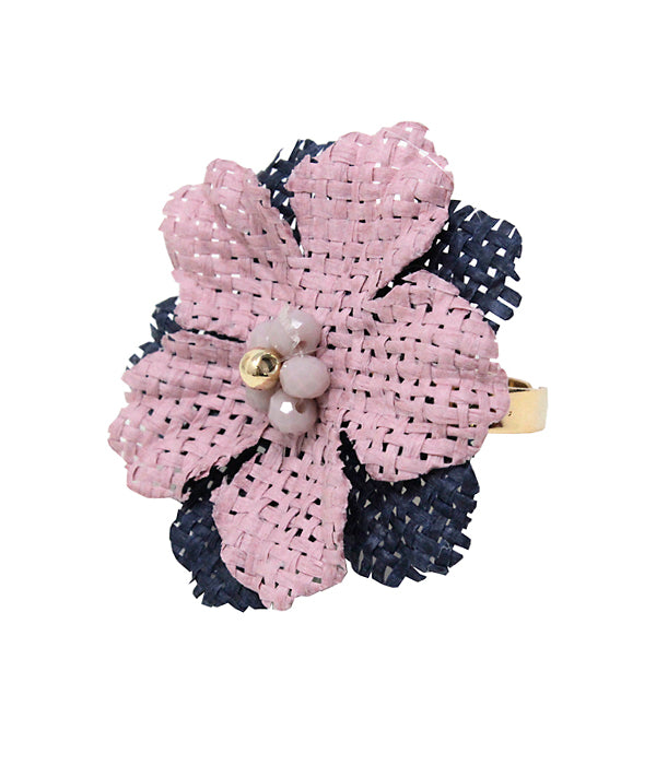 RATTAN FLOWER ADJUSTABLE RING