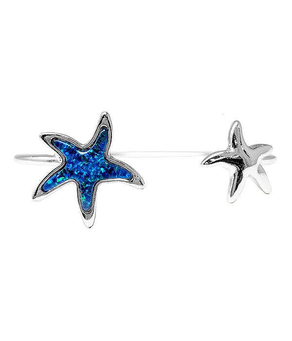 SEALIFE THEME OPAL WIRE BANGLE BRACELET - STARFISH