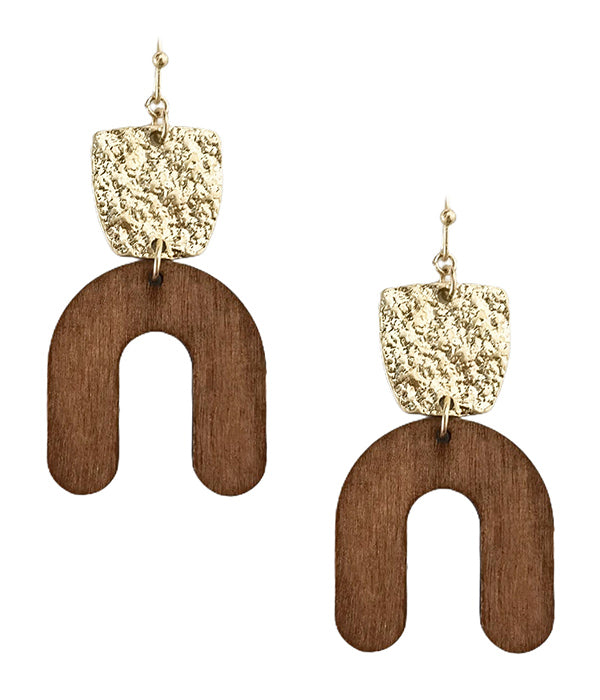 WOODEN ARCH DROP EARRING