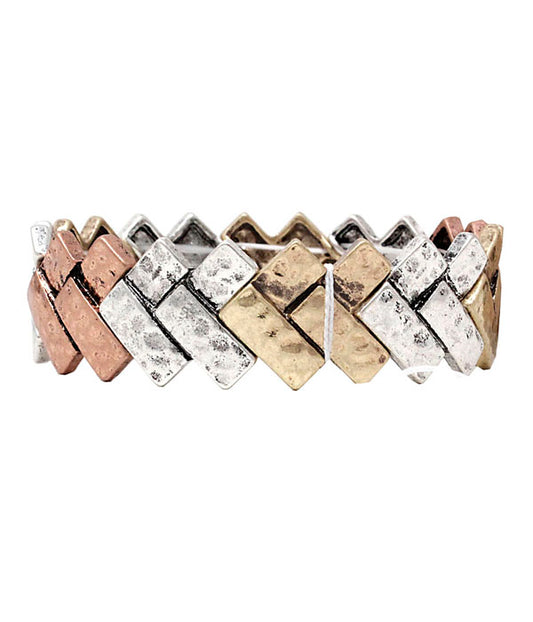 VINTAGE METAL BAR LINK STRETCH BRACELET