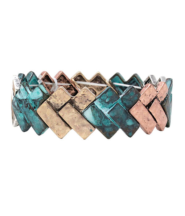 VINTAGE METAL BAR LINK STRETCH BRACELET