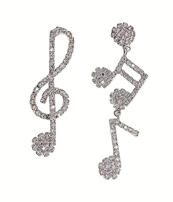 RHINESTONE MUSIC NOTE EARRING