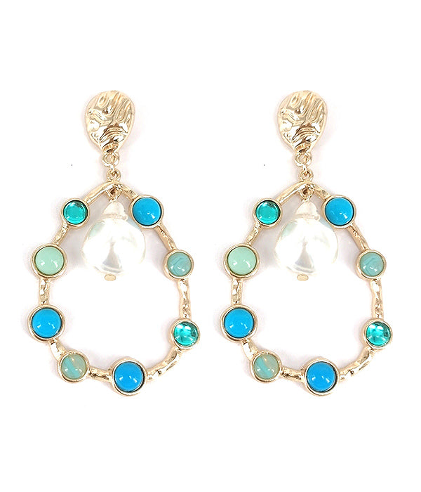 SEMI PRECIOUS STONE TEARDROP EARRING