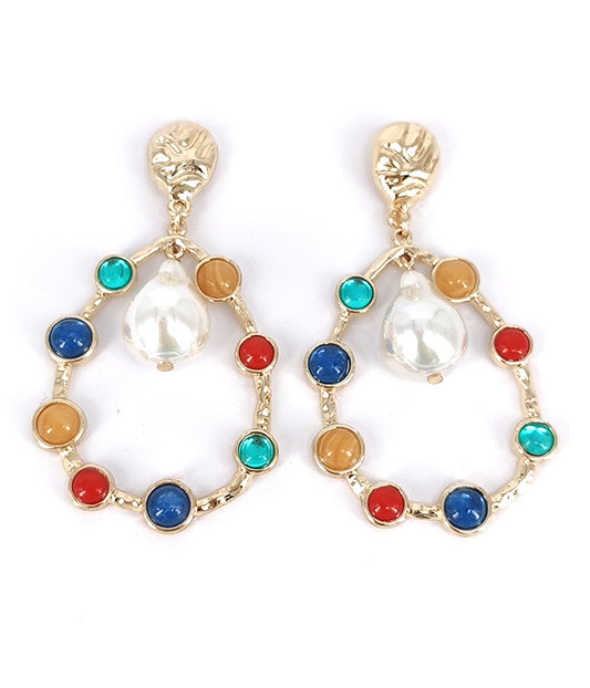 SEMI PRECIOUS STONE TEARDROP EARRING